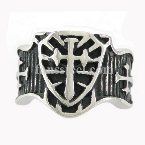 FSR08W95 Fleur De Lis  Shield  Cross Ring